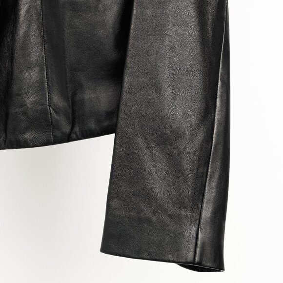 Escada Luloo Black Leather Ruffle-Trim Jacket - Picture 5 of 10